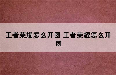 王者荣耀怎么开团 王者荣耀怎么开团